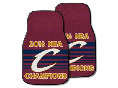 Carpet Front Floor Mats with Cleveland Cavaliers 2016 NBA Champions Logo; Wine (Universal; Some Adaptation May Be Required)