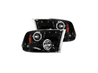 CCFL Halo DRL Projector Headlights; Black Housing; Smoked Lens (10-18 RAM 3500 w/ Factory Halogen Non-Projector Headlights)