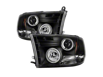CCFL Halo Projector Headlights; Black Housing; Clear Lens (10-18 RAM 3500 w/ Factory Halogen Non-Projector Headlights)