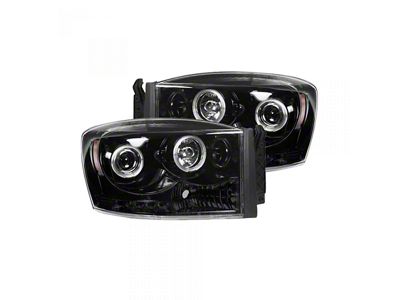 CCFL Halo Projector Headlights; Black Housing; Smoked Lens (06-09 RAM 3500)