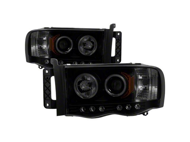 CCFL Halo Projector Headlights; Black Housing; Smoked Lens (03-05 RAM 3500)