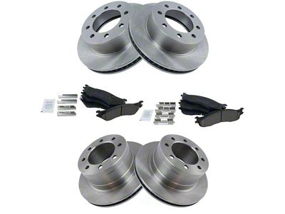 Ceramic 8-Lug Brake Rotor and Pad Kit; Front and Rear (03-08 RAM 3500)