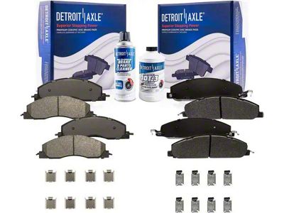Ceramic Brake Pads with Brake Fluid and Cleaner; Front and Rear (09-18 RAM 3500)