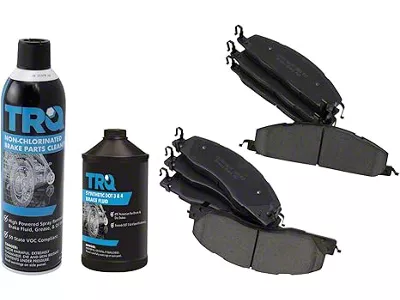 Ceramic Brake Pads with Brake Fluid and Cleaner; Front and Rear (09-18 RAM 3500)