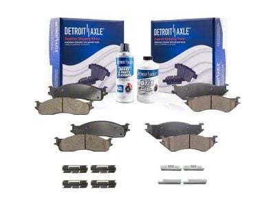 Ceramic Brake Pads with Brake Fluid and Cleaner; Front and Rear (03-08 RAM 3500)
