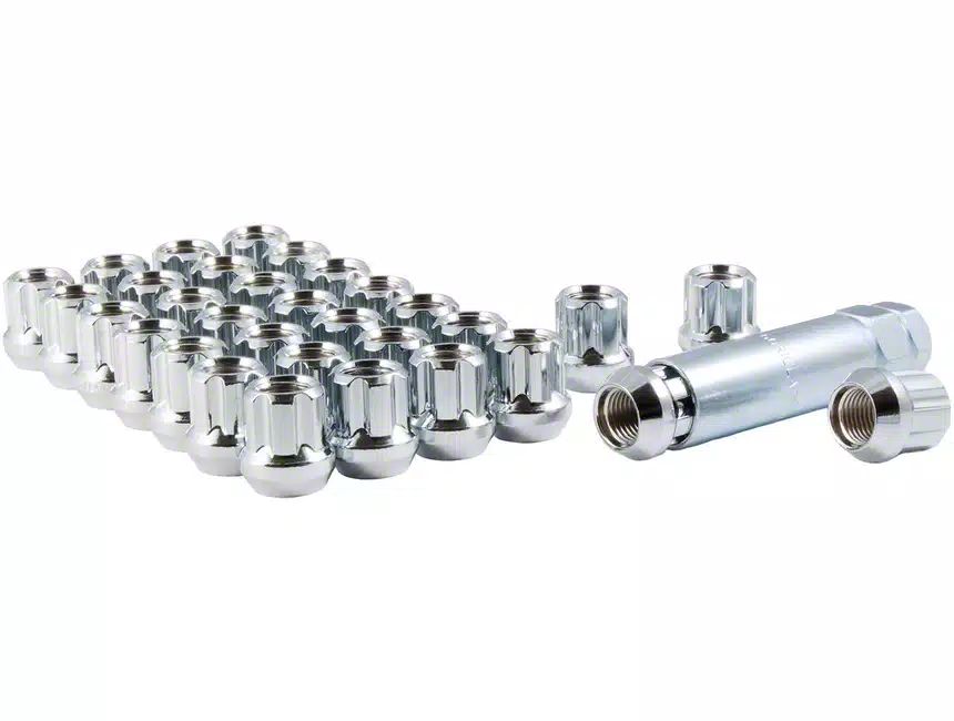 RAM 3500 Chrome Open End Spline Lug Nuts; M14 x 1.5; Set of 32 (1224