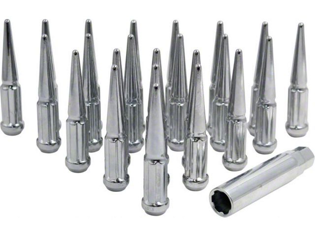 Chrome Spike Lug Nut Kit; 14mm x 1.5; Set of 32 (12-24 RAM 3500)