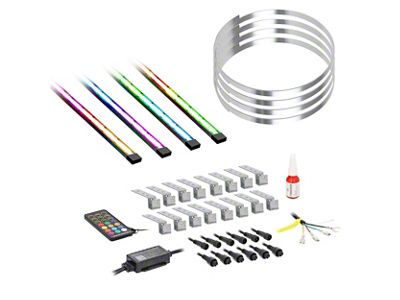 ColorTRAIL Adjustable RGBW Multi-Color LED Wheel Light Kit; 14 to 18-Inch (Universal; Some Adaptation May Be Required)