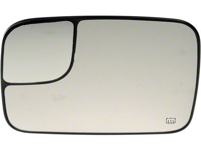 Door Mirror Glass; Heated Plastic Backed; Left; Fold-Away; Sales Code GPG; Power; Heated; With Trailer Tow Package (05-09 RAM 3500)