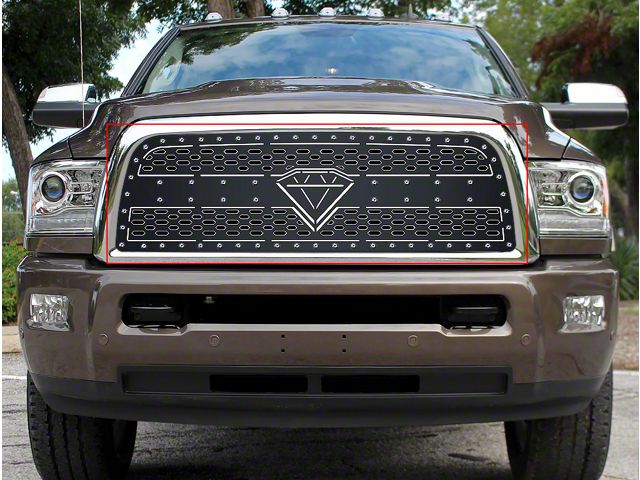 Double Layer Upper Replacement Grille; Black (13-18 RAM 3500)
