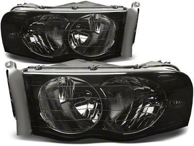 Factory Style Headlights; Black Housing; Smoked Lens (03-05 RAM 3500)