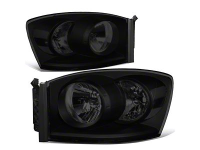 Factory Style Headlights; Black Housing; Smoked Lens (06-09 RAM 3500)