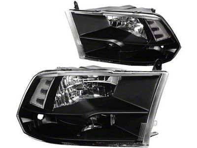 Factory Style Headlights; Chrome Housing; Smoked Lens (10-18 RAM 3500 w/ Factory Halogen Quad Headlights)