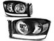 Factory Style Headlights with LED DRL; Black Housing; Clear Lens (06-09 RAM 3500)