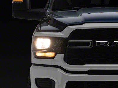 Factory Style Headlights; Matte Black Housing; Clear Lens (19-24 RAM 3500 w/ Factory Halogen Headlights)