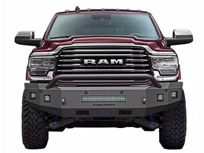 Fortis Front Bumper with Hoop; Textured Black (19-24 RAM 3500)