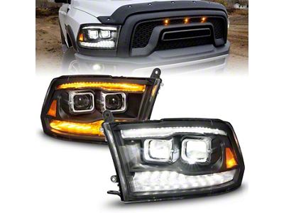 Full LED Projector Headlights; Black Housing; Clean Lens (10-18 RAM 3500)