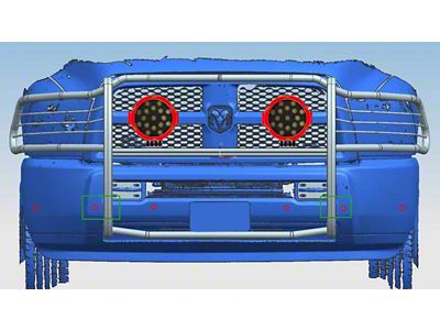 Grille Guard with 7-Inch Round LED Lights; Black (10-18 RAM 3500)