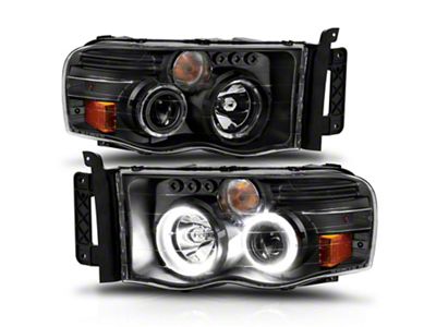 Halo Projector Headlights; Black Housing; Clear Lens (03-05 RAM 3500)