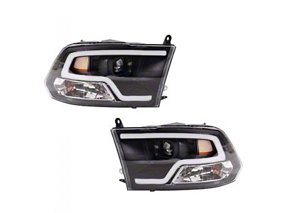 Halogen Headlights; Black Housing; Clear Lens (10-12 RAM 3500 w/o Factory Quad Headlights)