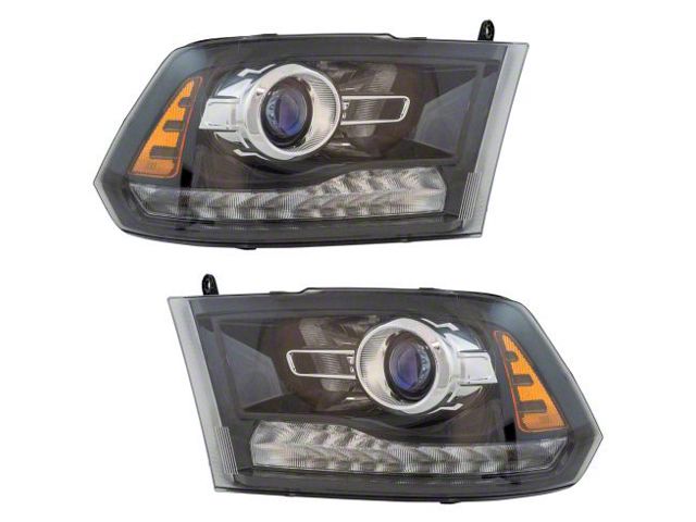 Halogen Headlights; Black Housing; Clear Lens (13-18 RAM 3500 w/ Factory Halogen Dual Headlights)