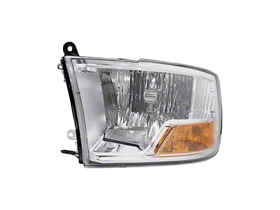 OE Certified Replacement Headlight; Chrome Housing; Clear Lens; Driver Side (10-12 RAM 3500 w/ Factory Halogen Non-Quad Headlights)
