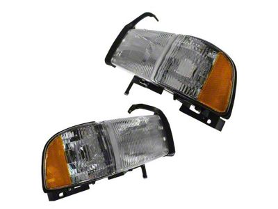 Headlight; Chrome Housing; Clear Lens; Driver Side (94-02 RAM 3500)