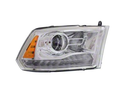 OE Certified Replacement Halogen Headlight; Chrome Housing; Clear Lens; Passenger Side (13-15 RAM 3500 w/ Factory Halogen Projector Headlights)