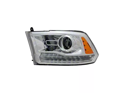 CAPA Replacement Halogen Headlight; Chrome Housing; Clear Lens; Driver Side (13-15 RAM 3500 w/ Factory Halogen Projector Headlights)