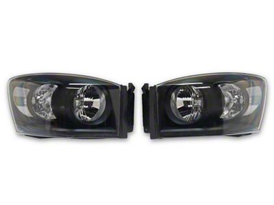 Headlights; Black Housing; Clear Lens (06-09 RAM 3500)