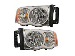 Headlights; Chrome Housing; Clear Lens (03-05 RAM 3500)