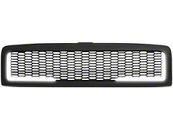 Honeycomb Mesh Style Upper Replacement Grille with LED DRL Lights; Matte Black (94-02 RAM 3500)