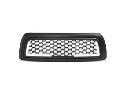 Honeycomb Mesh Style Upper Replacement Grille with LED DRL Lights; Matte Black (10-18 RAM 3500)