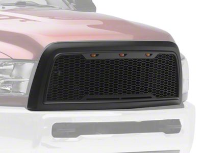 RedRock Impulse Upper Replacement Grille with Amber LED Lights; Matte Black (13-18 RAM 3500)