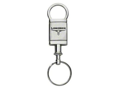 Longhorn Skull Satin-Chrome Valet Key Fob; Silver