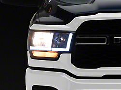 LED Bar Factory Style Headlights; Black Housing; Clear Lens (19-24 RAM 3500 w/ Factory Halogen Headlights)