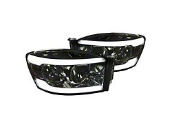 LED Bar Factory Style Headlights; Chrome Housing; Smoked Lens (06-09 RAM 3500)