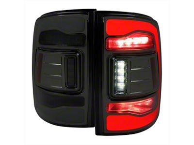 LED Bar Tail Lights; Chrome Housing; Smoked Lens (10-18 RAM 3500 w/ Factory Halogen Headlights)