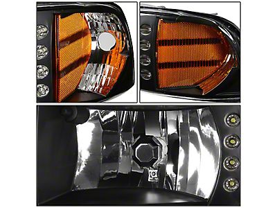 AUTOWIKI LED DRL Headlights For 94-02 DODGE RAM 1500 2500 3500 4000 (NON SPORT) Front Lamps Pair Replacement Assembly Black Clear Head Lights - Foto 14