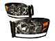 LED DRL Headlights with Amber Corner Lights; Smoked Housing; Clear Lens (06-09 RAM 3500)