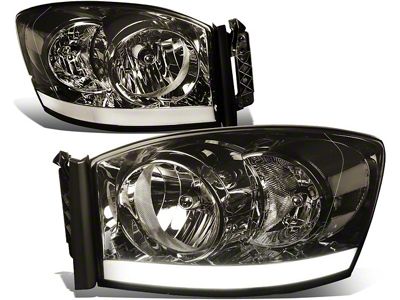 LED DRL Headlights; Chrome Housing; Smoked Lens (06-09 RAM 3500)