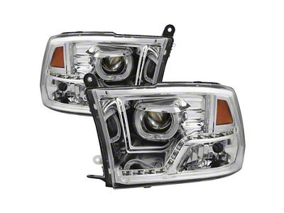 LED Halo Projector Headlights; Chrome Housing; Clear Lens (10-18 RAM 3500 w/ Factory Halogen Non-Projector Headlights)