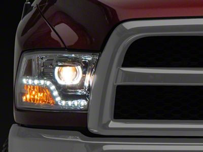 LED Halo Projector Headlights; Chrome Housing; Clear Lens (10-18 RAM 3500 w/ Factory Halogen Non-Projector Headlights)