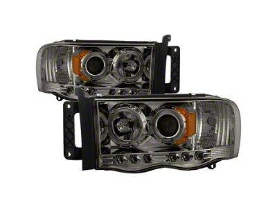 LED Halo Projector Headlights; Chrome Housing; Smoked Lens (03-05 RAM 3500)