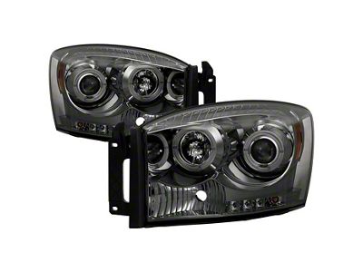 LED Halo Projector Headlights; Chrome Housing; Smoked Lens (06-09 RAM 3500)