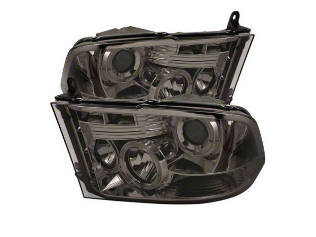 LED Halo Projector Headlights; Chrome Housing; Smoked Lens (10-18 RAM 3500 w/ Factory Halogen Non-Projector Headlights)