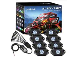 LED RGB Rock Lights with Bluetooth Controler; Set of 8 (Universal; Some Adaptation May Be Required)