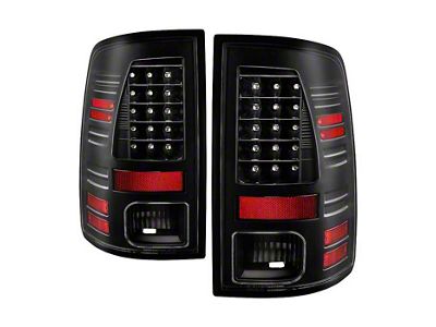 LED Tail Lights; All Black Housing; Clear Lens (13-18 RAM 3500 w/ Factory LED Tail Lights)