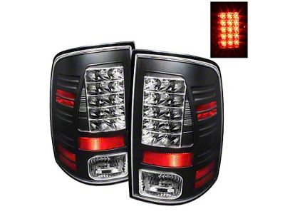 LED Tail Lights; Black Housing; Clear Lens (10-18 RAM 3500 w/ Factory Halogen Tail Lights)