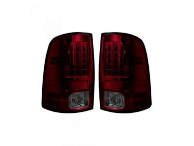 LED Tail Lights; Chrome Housing; Dark Red Smoked Lens (10-18 RAM 3500 w/ Factory Halogen Tail Lights)